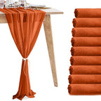10 Pack 10ft Terracotta Chiffon Table Runners Wedding Table Runner Sheer Romantic Tulle Table Runner for Christmas Wedding Bridal Tea Party Baby Shower Birthday Party Table Decorations(120 x 12 in) by VZZNN
