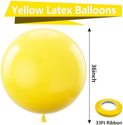 Bezente Yellow Giant Balloons 36 Inch - 8 Pack Yellow Giant Balloons and Balloon Pump Electric - Image 2
