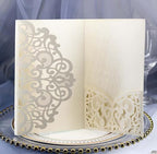 50PCS 3D Lace Flower Laser Cut Wedding Invitation Cards with Envelope Blank Inner Sheet Hollow Out Flower Shape Invitations for Wedding Quinceanera Birthday Shower Engagement Party 04 - Image 3