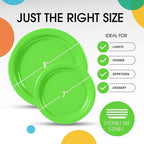Party Solids Exquisite Lime Green Mixed Paper Plates - 7" & 9", 200 Pack (100 each), 350 GSM - Image 3