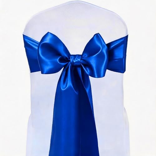 Satin Chair Sashes Bows 50 Pack Universal Polyester Chair Ribbons for Wedding Anniversary Retirement Party Birthday Engagement Banquet Graduation Outdoor Events Decor (Royal Blue, 50 pcs) - Image 2