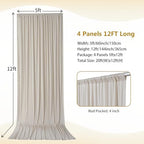 20×12ft Wrinkle Free Beige Backdrop Curtain for Wedding Parties-2 Panels 5×12ft Long Soft Silky Polyester Backdrop Drapes Photo Back Drop Curtains for Party Photography Background Cloth - Image 4