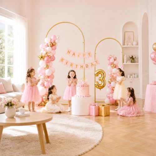 2 Pack Gold Metal Arch Backdrop Stand(7.2FT/6FT),Easy-Install Balloon Arch - Image 2