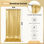 30x10FT Gold Sequin Backdrop Curtain for Party - 6 Panels 5x10FT Wrinkle-Free Shimmer Drapes for Birthday, Wedding, Christmas, Decorations & Photography - Image 2