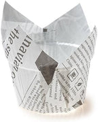 Restaurantware 1 oz Paper Tulip Newsprint Regular Baking Cup, 200 Pack - Image 2