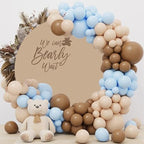 6.5x6.5ft We Can Bearly Wait Round Backdrop Cover Brown Cute Bear Circle Background Arch Stand Cover for Newborn Baby Shower Gender Reveal Pregnancy Party Banner Cake Table Decorations - Image 4