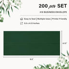 200 Pack #10 Dark Green Envelopes Letter Size Self Seal Business Envelopes - Image 2