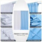 gogoparti 10x10ft Baby Blue and White Backdrop Curtains Panels for Parties Wedding Baby Shower Birthday Party Photography Background, Wrinkle Free Polyester Backdrop Curtains Drapes 4 Panel 2.5x10ft - Image 3
