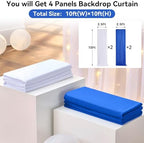 10×10 FT Wrinkle Free White Royal Backdrop Curtains for Parties, 4 Panels 2.5×10ft Wrinkle Free Soft Polyester Drapes for Backdrop Decor Themed Party Baby Shower Photo Background Curtain - Image 2