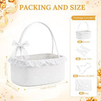3PACK White Woven Gift Basket Set with Long Handles Gift Basket Empty - Image 2