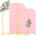 7.2FT, 6FT Wedding Arch Stand and Matching Pink Spandex Fitted Arch Backdrop Cover Set, Round Top Chiara Backdrop Stands and Covers for Birthday Party Baby Shower Banquet Arch Decor (Pink) by JALANCY