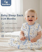 Yoofoss Baby Sleep Sack 0-6 Month 0.5TOG 100% Organic Cotton 2-Way Zipper - Image 2