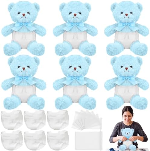 Seenelling 6 Sets Bear Diaper Changing Baby Shower Game Kit, Blue by QianRuu