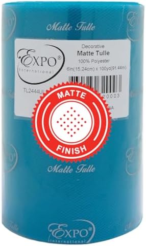 Expo International Decorative Matte Tulle, Roll/Spool of 6” X 100 Yards, Lightweight Polyester Tulle Fabric for Tutus, Costumes, and Party Decorations, Washable, Easy-to-Use, Ultra Marine by ExpoInternational