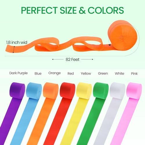 Noveread 72 Rolls Crepe Paper Streamers Roll 8 Colors Rainbow Party Decoration Streamers for Birthday Party Wedding Ceremony Baby Shower DIY Crafts - Image 2