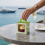 Restaurantware Pastry Tek 4.5 Inch Individual Cupcake Boxes 100 Polka Dots Cupcake Favor Boxes - Fits 1 With Window Green Paper Cupcake Gift Boxes Built In Handle For Weddings Or Parties - Image 5