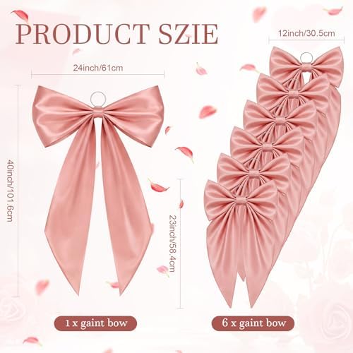 Crowye 7 Pcs Giant Satin Bow Decor, Large Pink Backdrop Decor - Image 2