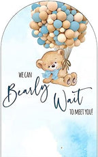 Teddy Bear Arch Backdrop 2.5x6ft We Can Bearly Wait to Meet You Arched Wall Covers Stretchy Background for Party Decorations Blue Baby Shower Decor Props NO-77 - Image 2