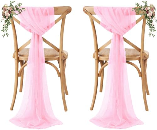 Pack of 100 Chiffon Chair Sashes for Wedding & Event Décor - Bubblegum Pink by MDS