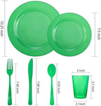 COLOSUS 216PCS Green Plastic Dinnerware Sets for Birthday, Wedding, Party. - Image 5