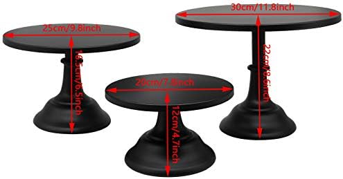 3-Set Cake Stands, Black Dessert Display Plate Cupcake Stands for Baby Shower Wedding Birthday Party Celebration Home Decor - Image 2