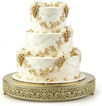 18 Inch Gold Round Floral Scroll Cake Stand, Metal Dessert Pedestal Tray for Wedding & Party Table Decoration by FEICTPOX