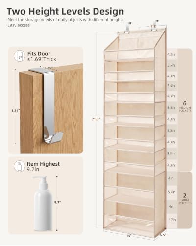 STORAGE MANIAC Over Door Organizer Hanging Shelves Large Clear Deep Pockets - Image 3