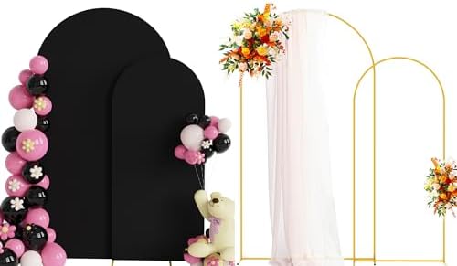 Putros Arch Backdrop Stand and Cover Set of 2, Arch Stand with Black Cover by Putros
