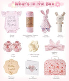 Golray Baby Shower Gifts for Girls, Baby Girl Gifts Baskets with Rattle, Blanket/Bodysuit Set, New Born Essential Stuff, Gender Reveal Ideas Infant New Born Baby Girls Gift Basket - Image 2