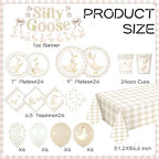 VioraWhite 183 Pcs Silly Goose Birthday Party Set Classical Beige - Image 6