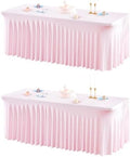 Shillance 2 Packs Baby Pink Spandex Table Covers 4ft,Fitted Table Covers for 4 Foot Tables Stretch Spandex Table Skirts Rectangle Tables for Event, Wedding, Banquet & Parties by Shillance
