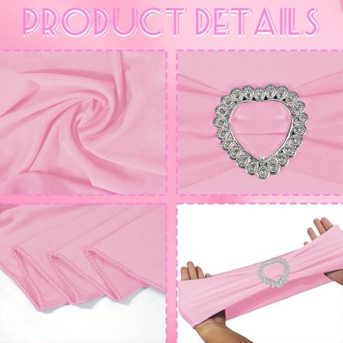 100PCS Spandex Stretch Chair Sashes Bows Universal Elastic Chair Cover Bands Ties with Buckle Slider for Wedding Party Birthday Reception Events Banquet Decoration(Pink) - Image 3