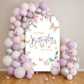 Purple Butterfly Kisses Arch Backdrop Cover Double-Sided Arch Frame Stretchy Cover for Pink Butterfly Birthday Party Girls Baby Shower Decorations (2.6X6ft,G-3341) by uiuyfrr