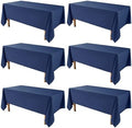 VidaFete 6 Pack 90 * 132inch Navy Rectangle Tablecloth for 6ft Tables by VidaFete