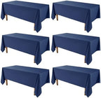VidaFete 6 Pack 90 * 132inch Navy Rectangle Tablecloth for 6ft Tables by VidaFete