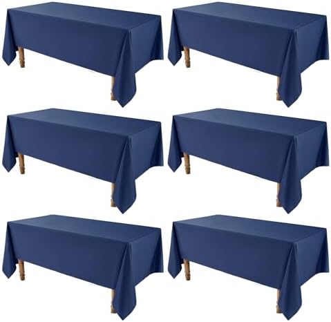 VidaFete 6 Pack 90 * 132inch Navy Rectangle Tablecloth for 6ft Tables by VidaFete