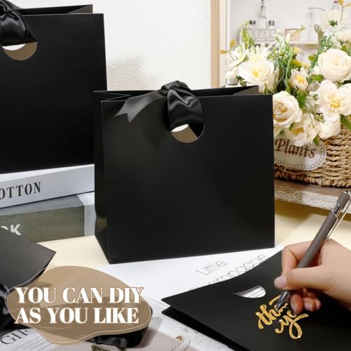 Feifeiya 30 Pcs Small Black Gift Bags with Ribbon Handle - Image 4