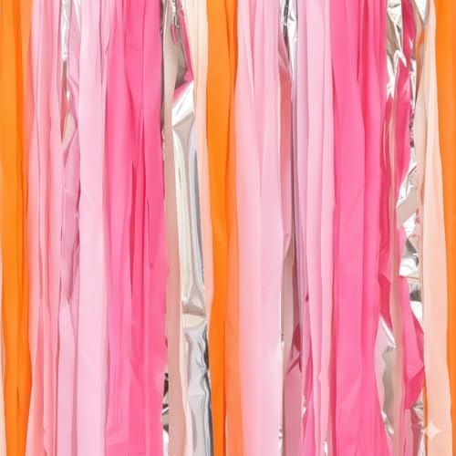 PapaKit 5ft Extra Large Sunset Sorbet Streamer Fringe Backdrop | Ready to Hang | String-Hanging Damage-Free Photo Booth Background for Summer Party, Bridal Shower, Birthday - Image 4