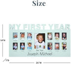 Let's Make Memories Personalized Baby's First 12 Months Photo Frame - Picture Frame for New Parents - Baby Shower - Newborn - Nursery - Blue - Image 4