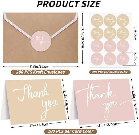 600 PCS Thank You Cards with Envelopes and Stickers, 3.5 x 5 Inch - Image 2