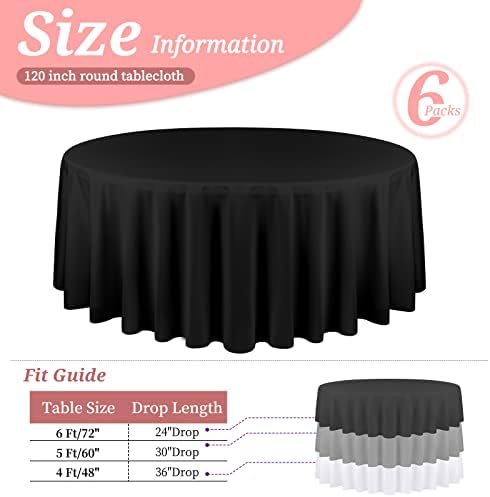 YMHPRIDE 6 Pack Round Black Tablecloth, 90 Inch Round Tablecloth - Image 2