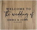 Andaz Press Large Wooden Welcome Sign for Wedding, Rustic Welcome Sign 16" x 20" Custom Names & Date Modern Woodland Wedding Signage English Oak MDF Wood Finish Wedding Reception Indoor Outdoor Signs by AndazPress
