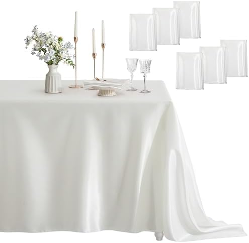 6 Pack Square Satin Table Cover, 52 x 52 Inches, Off White by Counfeisly