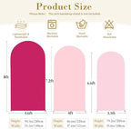 Pink and Hot Pink Arch Cover 3 Set-8FT, 7.2FT, 6.6FT Arch Backdrop Cover Spandex Fitted 2- Color Fabric Stand Covers for Baby Shower Girls Birthday Party Wedding Photo Background Decorations - Image 5