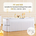 4 Pack 6ft White Spandex Tablecloths for Rectangle Tables Wrinkle Free White Rectangle Table Cloth, Stretch Fitted Table Cover with Skirt for Wedding Birthday Party Banquet Baby Shower Buffet Event - Image 6
