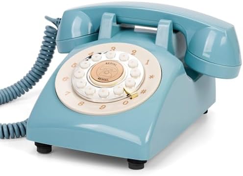 Audio Guest Book Wedding Phone,32GB Memory Customized Audio Messages, Volume Adjustable, with Message Replay Feature, Suitable for All Kinds of Party(Art Deco, Fresh-Blue) by FiayaComVintageTelephone