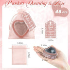 48 Pcs Pink Mexican Heart Shaped Tins with Clear Lids Organza Bags Thanks Cards De Barro Mexicanos Empty Candle Candy Boxes Cielito Lindo Party Decorations for Wedding Gifts Fiesta Party Favors - Image 2