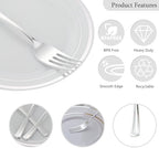 400 PCS Silver Plastic Silverware Set,Disposable Cutlery Set Heavy Duty Flatware for Party,Weddings-200 Silver Forks,100 Knives,100 Spoons - Image 4