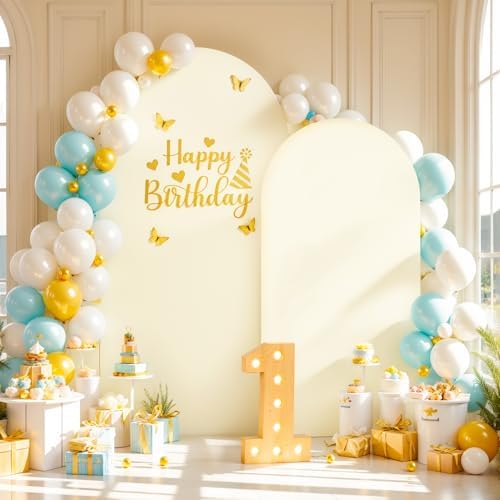Ivory Arch Backdrop Cover Set of 2 Birthday Wedding Arch Covers Stretchy Backdrop Decorations Baby Shower Bridal Shower Photo Party Ivory Arch Stand Cover 7.2 and 6ft Spandex - Image 2