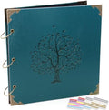 Photo Album DIY Scrapbook - 12x12 inch 50 Pages Vintage Leather Cover Three-Ring Binder Family Picture Booth Albums with 408pcs Self Adhesive Photos Corners for Memory Keep, Tree (Jasper Green) by ADVcer